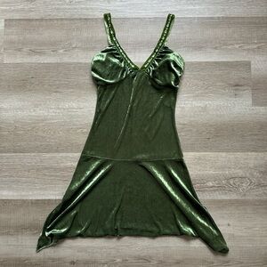 Deadstock Pulse Green Velvet Mini Dress Witchy Whimsigoth